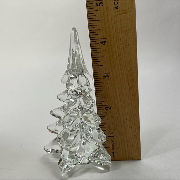 🔴SOLD 4 1/3 inch Vintage Clear Art Glass Tree Christmas Tree - Picture 8 of 9